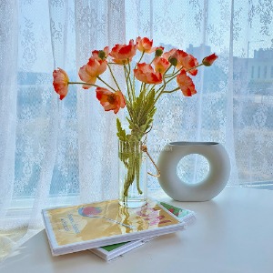 센트팜 유리 화병 크리스탈 오브제 인테리어 원형 미니 한송이 튤립 꽃병 vase